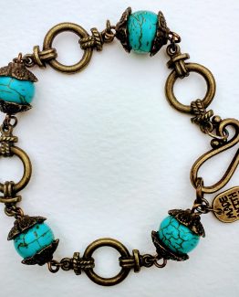 Antiqued Turquoise Bracelet Boho Handmade Unique (Matching Earrings / Necklace available)