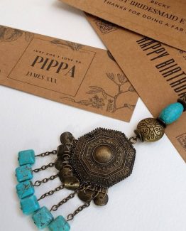 Lagenlook Boho Vintage Turquoise Longline Necklace (Matching items available)