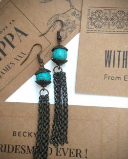 Tassel Earrings - Turquoise - Boho Handmade Unique Antiqued Dangle Earrings (Matching items available)