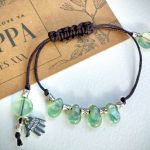 Unique Pearlised Pale Green Lampwork Glass Tibetan Silver Macrame Adjustable Bracelet