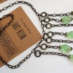 Waterfall Glass Chain Necklace - Boho Unique Antiqued Pastel Green Matt