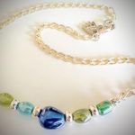 Silver Plated Glass Chain Necklace - Handcrafted Lampwork Pearlised Beaded