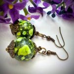 Green Ball Stone Earrings (Matching necklace available)