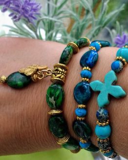 Chrysocolla - Turquoise -  Jasper - Unique Handcrafted Elastic Bracelets