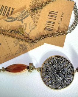Tassel Longline Bronze Chain Necklace - Vintage Style Boho Unique Glass